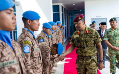 HIS ROYAL HIGHNESS PRINCE HAJI AL-MUHTADEE BILLAH, DEPUTY SULTAN ATTENDS THE ROYAL BRUNEI ARMED FORCES 64TH ANNIVERSARY CELEBRATION GRAND PARADE